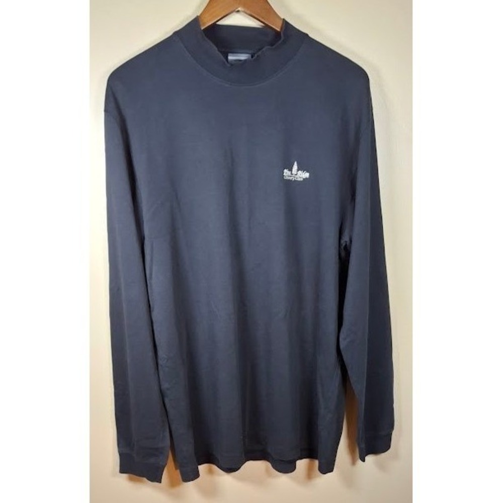 Page & Tuttle Mens Navy Pima Cotton Mock Neck Pine Ridge Country Club Shirt L